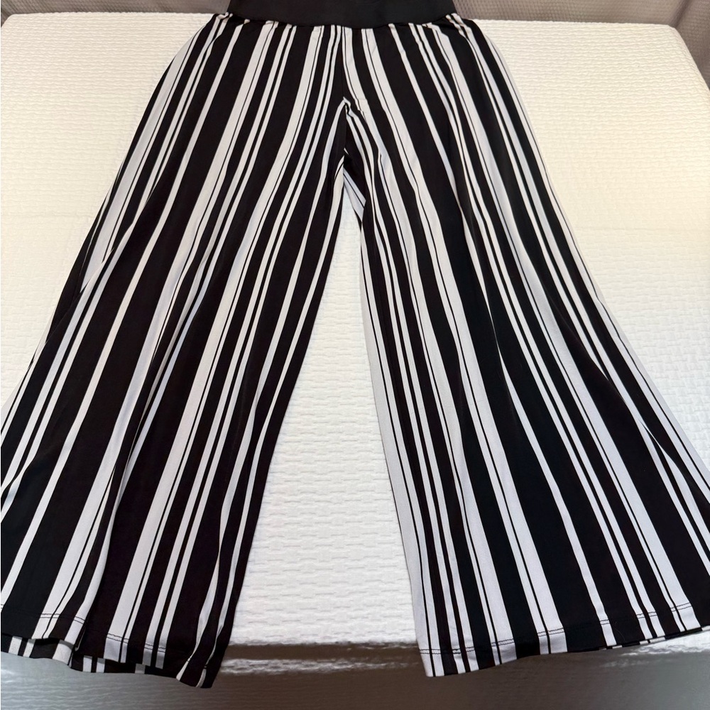 Alfani Black and White Striped Wide Leg Pants